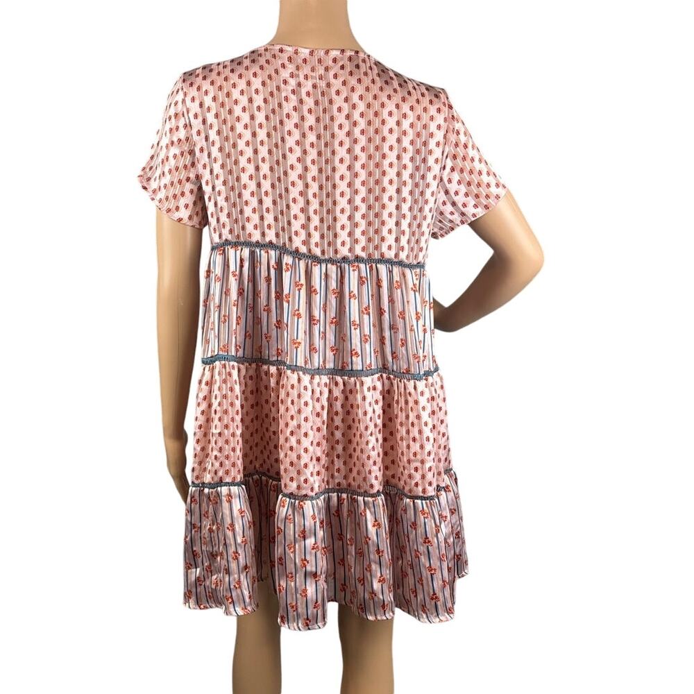 Urban Outfitters Pippa Mini Dress Chiffon Tiered Size S Boho Cottagecore Coastal - Picture 4 of 9